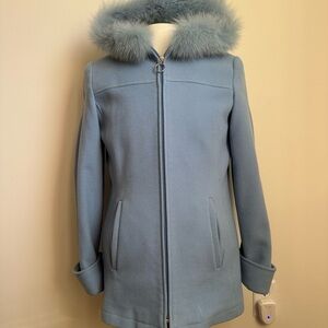 MDP (Mario De Pinto) Designs
New York Women's Blue Fur-Trimmed Coat